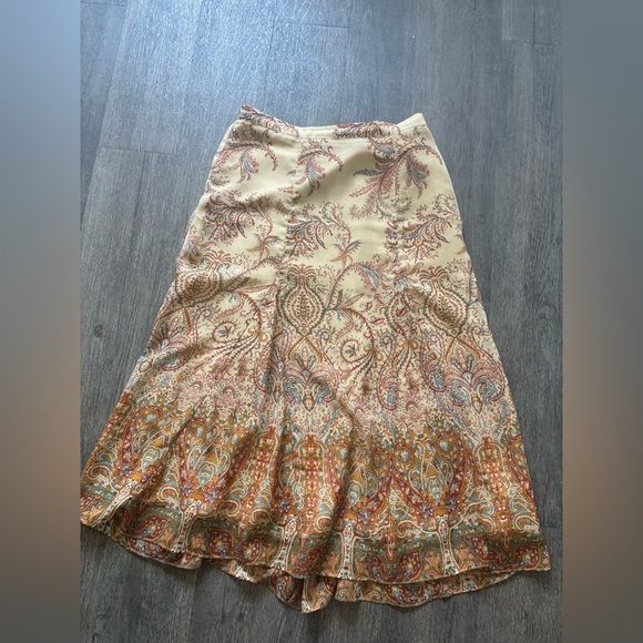 Coldwater Creek Cream and Brown Paisley A-Line Skirt - Picture 1 of 5